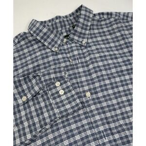 Orvis Men's Active Fit XXL Blue Plaid Polyester Long Sleeve Button Down Shirt‎